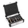 6-Piece Tapered Reamer Set with Titanium & Zinc Plating In Aluminum Box for Center Positioning, Drill, Iron, and Stainless Steel.