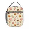 Cartoon Donut Ice Cream Pattern Insulated Lunch Bag for Women Kids Leakproof Food Boxes Thermal Lunch Box Tote