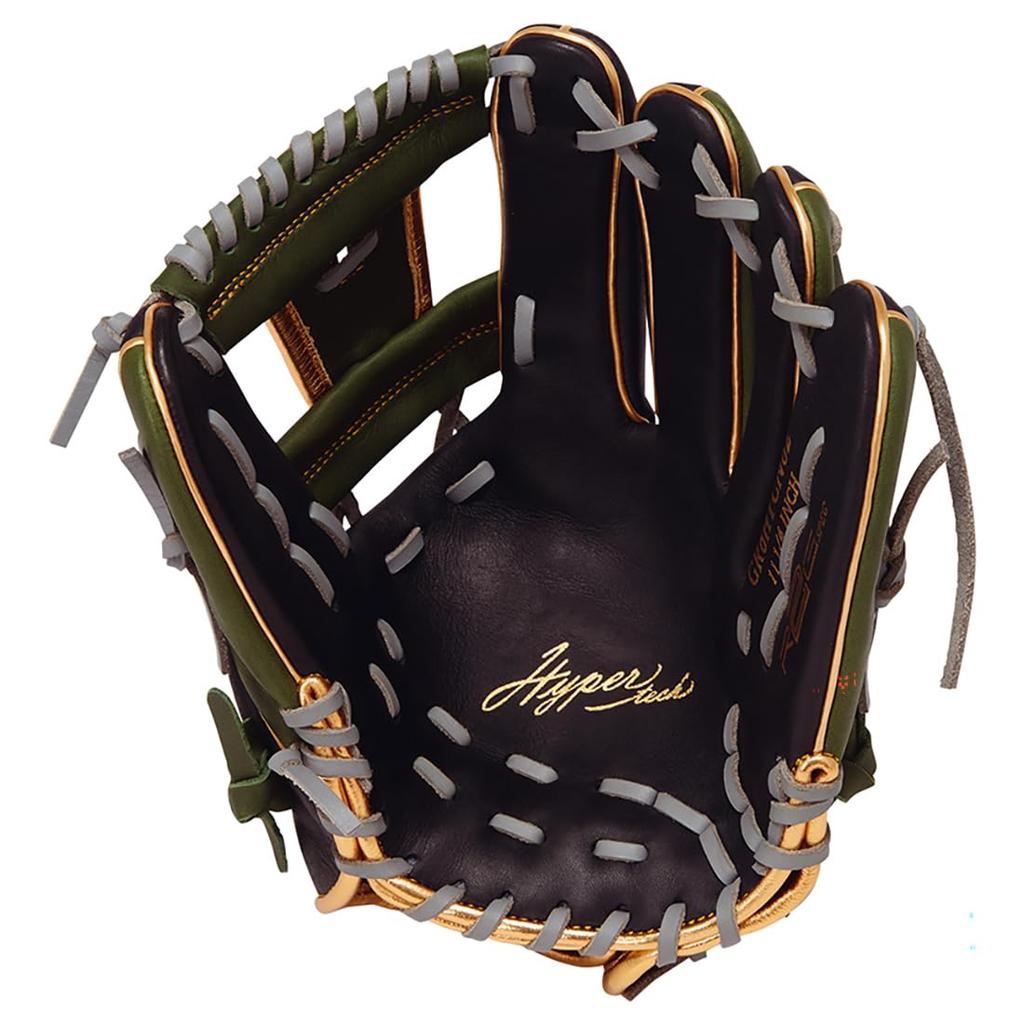 Rawlings HYPER TECH COLOR SYNC Soft Baseball Glove for Throw Infielders, GR6HTCN62, Black/ML Green, 11.25 inches, Right-Handed