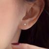 999 Sterling Silver Square Zircon Stud Earrings, Screw Back Ball Earrings Simple Jewelry for Women Elegant Daily Accessory