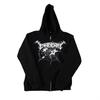 Pentagram Spiderweb Hooded Zip-Up Cardigan - Trendy, Versatile Loose Fit for Couples