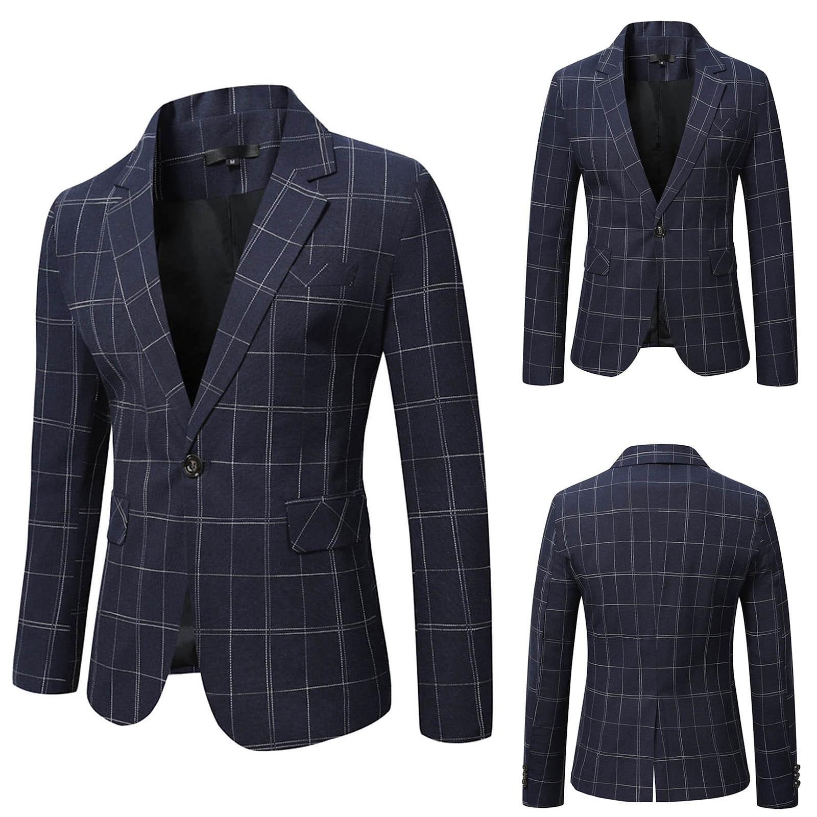 

Мужской повседневный деловой свадебный пиджак с длинным рукавом и пуговицами, приталенный костюм, куртка XXXL синий