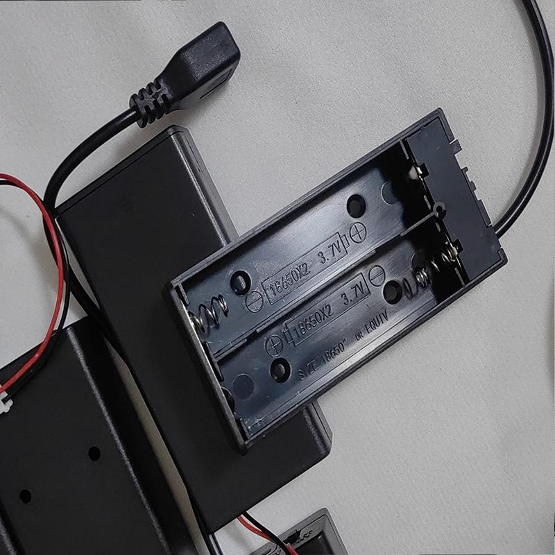 18650 Battery Holder Box 2 Slots Battery Storage Case With Switch & Cover & PH2.0 XH2.54 DC5.5X2.1 USB2.0Terminal Wire