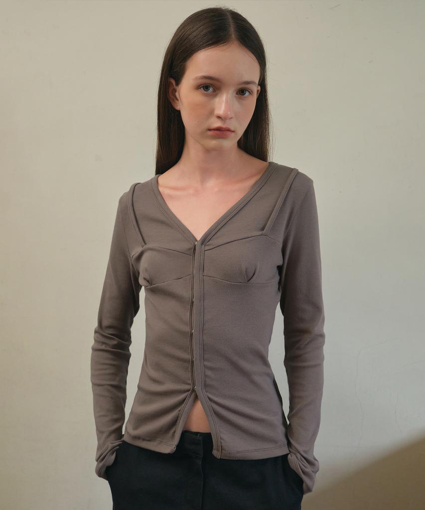 Aueonoseuteljia Undertone Bustier Cardigan_Brown(O25-Tp21)