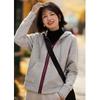 Kapuzen Colorblock Reißverschluss Hoodie & Fließende Schlankmachende Hose Damen 2025 Herbst/Winter Zweiteiliges Set