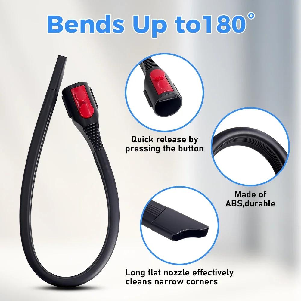 Extension Hose Flexible Crevice Tool For Dyson V7 V8 V10 V11 V12 V15 Flat Suction Nozzle Head Vacuum Cleaner Accessories