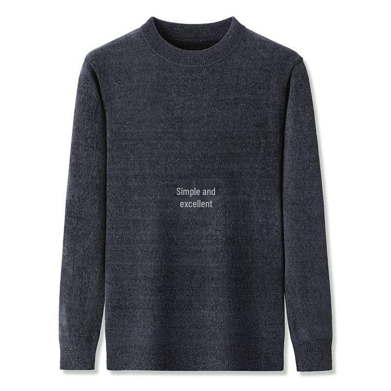 Men's Mid-Age & Senior Plus Velvet Thick Sweater - New Faux Two-Piece Winter Top