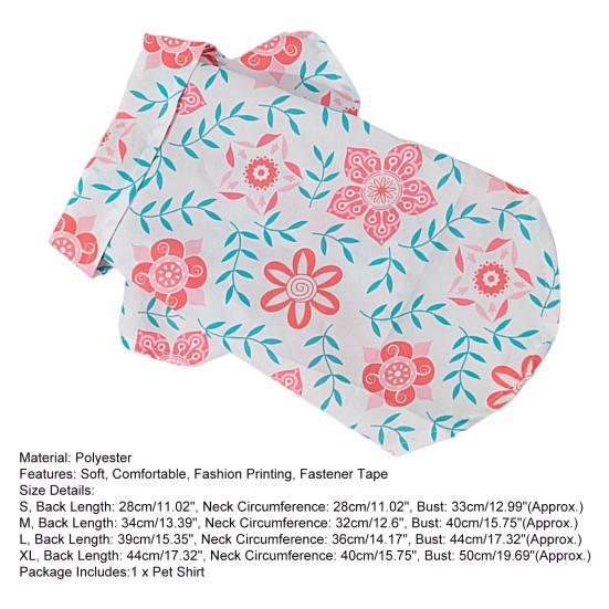 Haine pentru câini de vară Guler cu rever Imprimare cu flori pentru animale de companie Cățeluș Haine cu două picioare pentru exterior