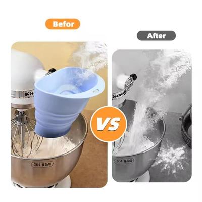 Stand Mixer Flour Funnel Foldable Dry Ingredient Transfer 30 Degree Angled Silicone Flour Funnel for Mixer Space Saving