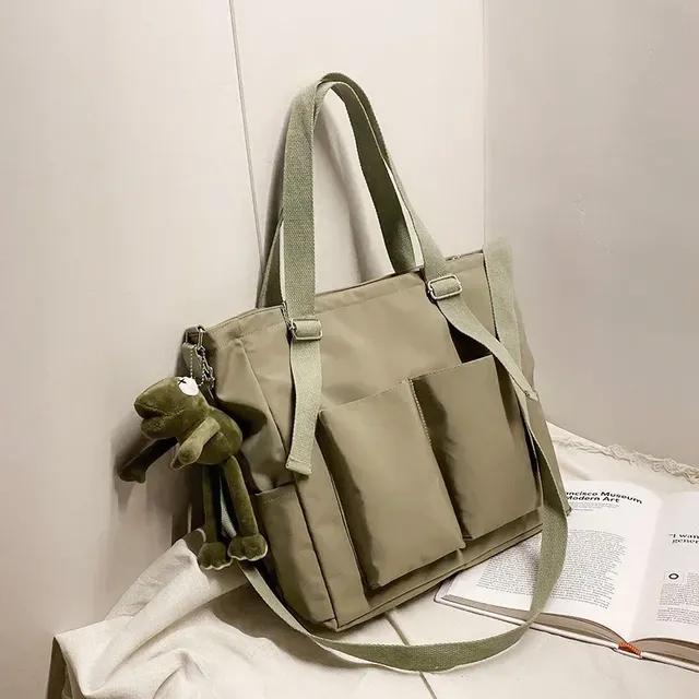Spring New Ladies Shopping Bag Simple Fashion Handbag 2026 Nylon Waterproof Solid Color Messenger Large Capacity Shoulder Bag
