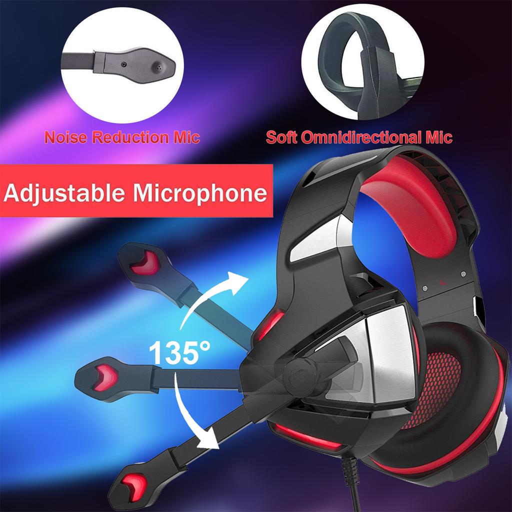 V3 3.5mm Wired Gaming Headset Noise Canceling E-Sports Earphone Over Ear Headphones 50mm Dynamic Coil Speaker Automatic Noise Reduction 3.5mm + USB In