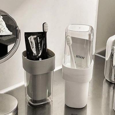 Vasos Portátiles para Cepillo de Dientes con Tapa Vasos de Plástico para Beber y Cepillarse Viajes al Aire Libre Portacepillos Anticaída Vasos para Enjuague Bucal