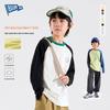 100% Cotton Boys' Long Sleeve T-Shirt: Autumn Pure Cotton Top for Medium and Large Children
