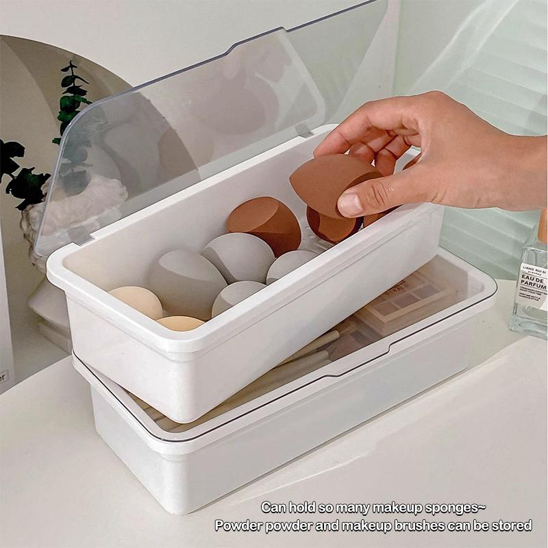 

Прозрачный пластиковый ящик для хранения кистей для макияжа большой емкости с полой подушкой, ящик для хранения слоеных канцелярских принадлежностей, органайзер, коробка 1pcs