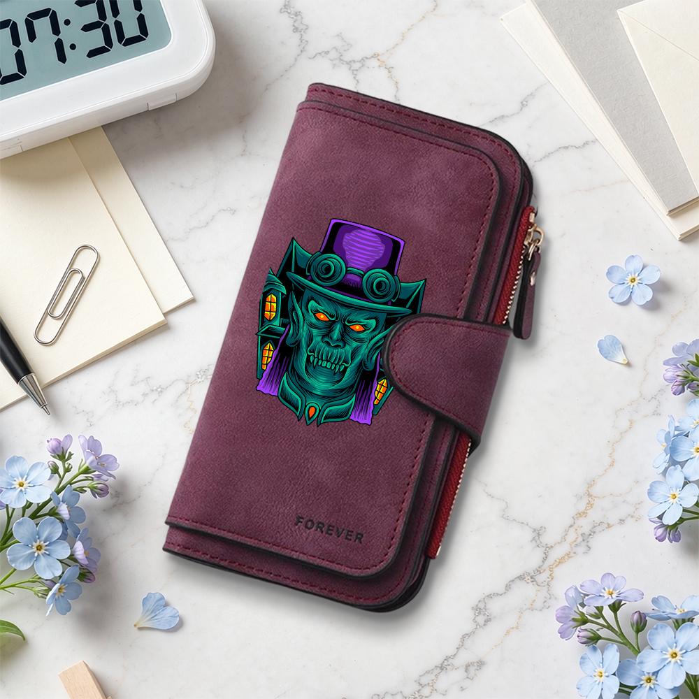 Gothic Demon Pattern Long Wallet Fashion Casual Card Holder Large Capacity Portable Purse for Daily Use