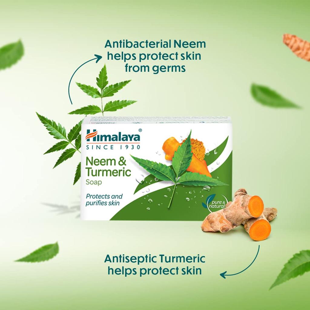 Himalaya Neem & Turmeric Soap 75g x 4 Bars | Antibacterial Skincare Bar For Clear, Healthy, Acne-Prone Skin