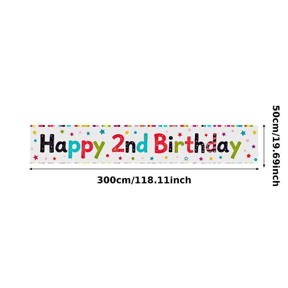 Lightweight Birthday Decoration Happy 2nd Birthday Banner Birthday Supplies For Indoor Decoration Party Decor