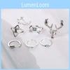 Modern Boho Gypsy Deer Head Triangle Turquoise Arrowhead Alloy Ring Set For Men And Women