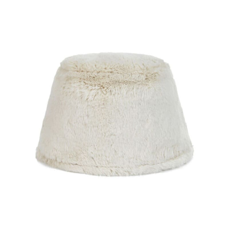 VARZAR Fur Long Label Solid Drop Bucket Hat Cream