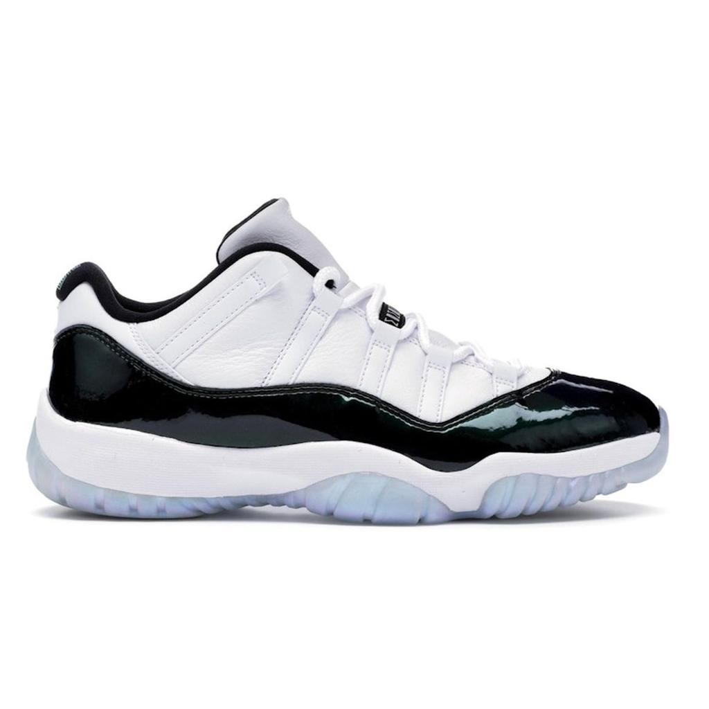 Air Jordan 11 Retro Low Emerald Men Sneakers White Emerald-Rise-Black 528895-145