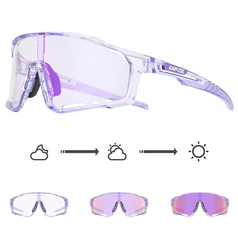 Kapvoe Gold Photochromic Glasses Cycling  Sunglasses Men Women Sports Speed Road Mtb Mountain Bike Bicycle Cycle Eyewear Goggle