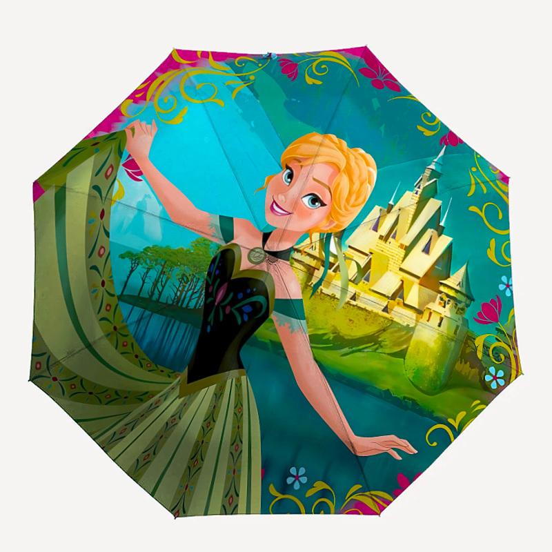 

1pc Frozen ElsaDesign Automatic Open/close Folding Umbrella - Compact Travel Umbrella, Heavy-Duty 8-Rib Construction y2