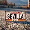 Retro Vintage Welkom in Sevilla Spanje Kentekenplaat Stijl Aluminium Blik Schilderij Spaanse Vlag Decor Aluminium Metaal Bord Wa