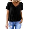 Summer Ladies Solid Colour V-Neck Short Sleeve Top