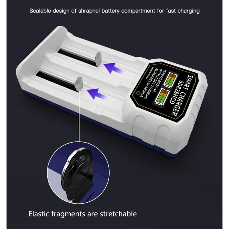 Double Slot USB C Battery Charging Universal For 2A 3A 14500 18650 21700 26650 Batteries With Intelligent Recognition