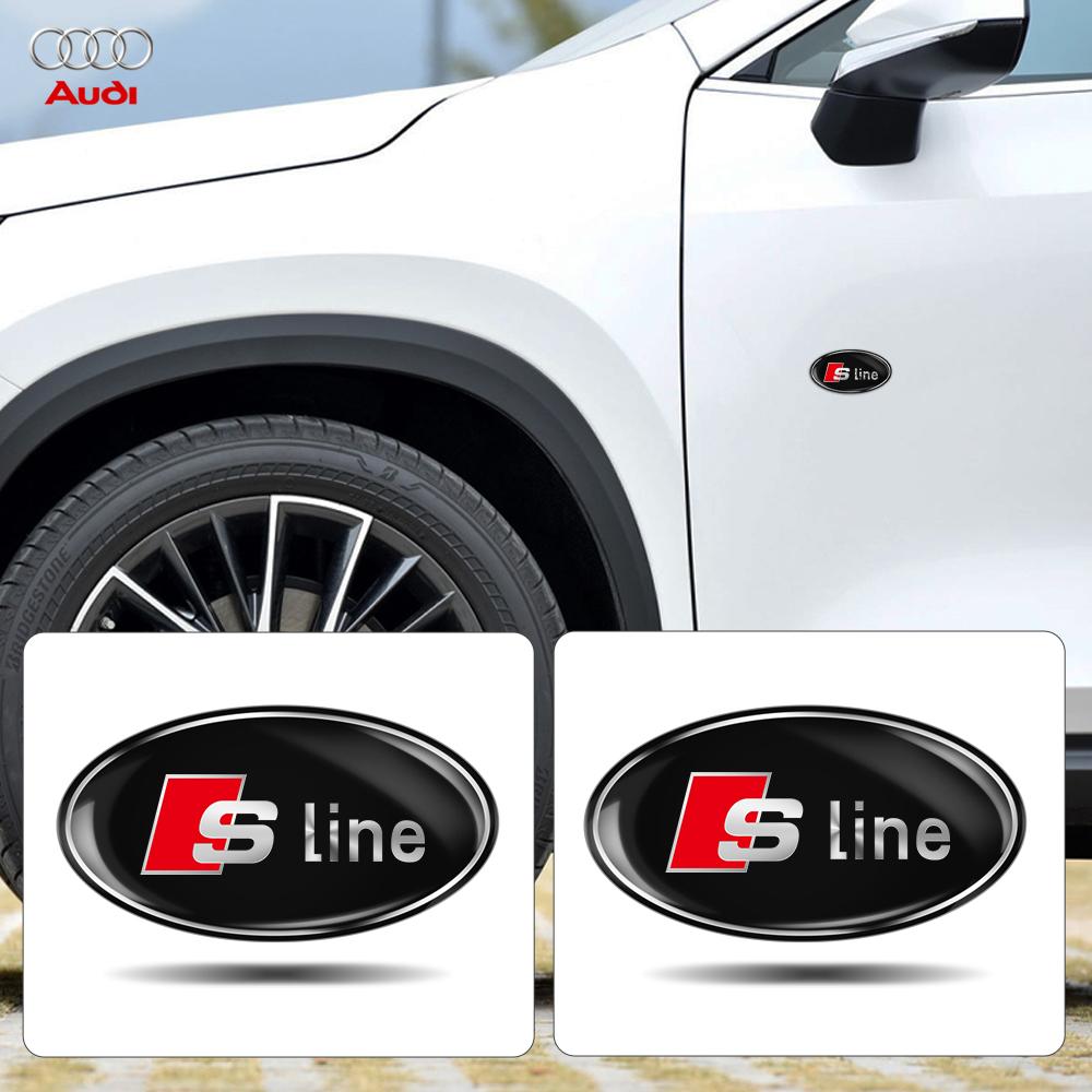 2026 Aluminum Car Oval Badge Body Trunk Decal Sticker Cover Decoration Auto Accessories For Audi Sline TT A4 A5 A6 A7 A8 8P RS Q6 Q8