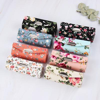 Retro Embroidered Flower Lipstick Case Mirror Packaging Lip Gloss Box Lipstick Holder Jewelry Makeup Storage Women Grils Gift