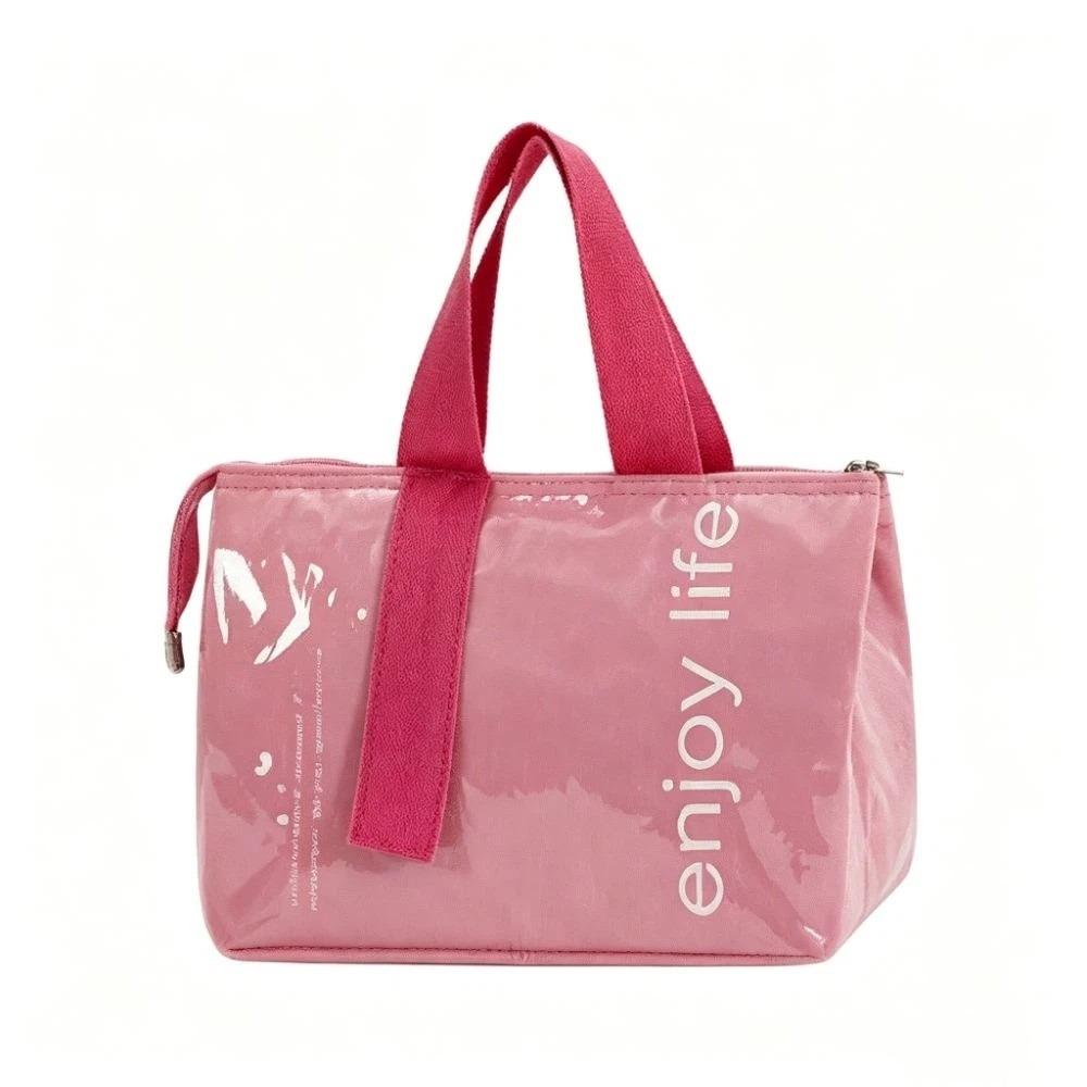 Solid Color Insulated Lunch Bag Large Capacity Thermal Picnic Bag Lunch Handbag Picnic