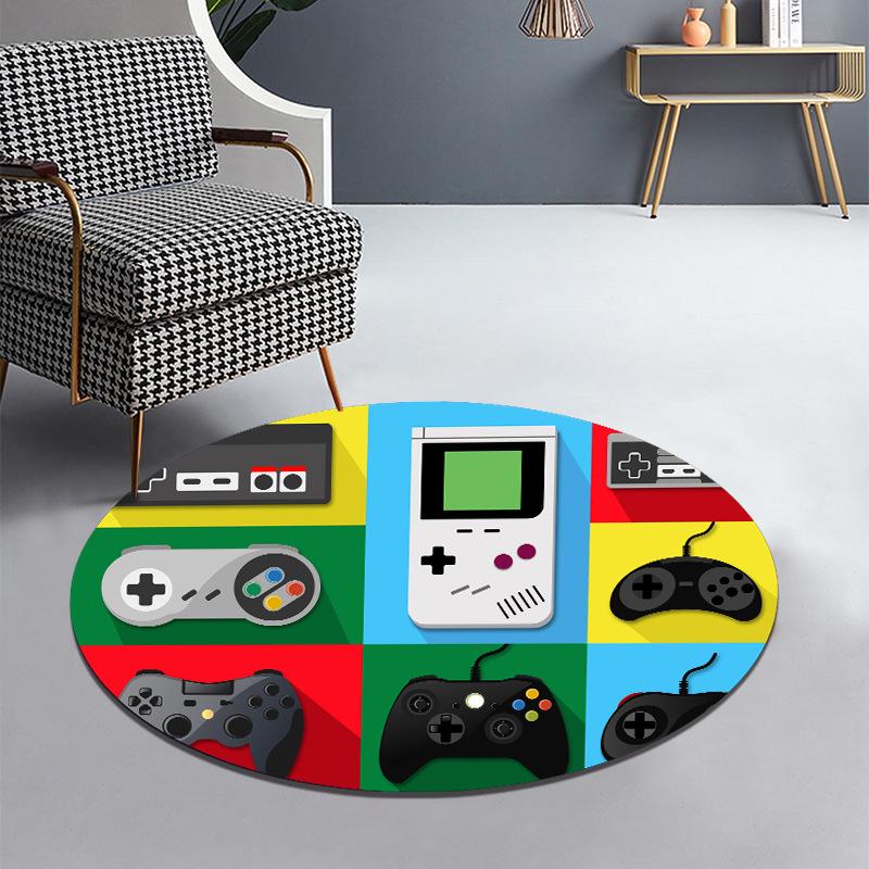 Okrągły kolorowy dywanik do gier, antypoślizgowy, do salonu, do pokoju e-sportowego, dywanik wejściowy nadający się do prania w pralce