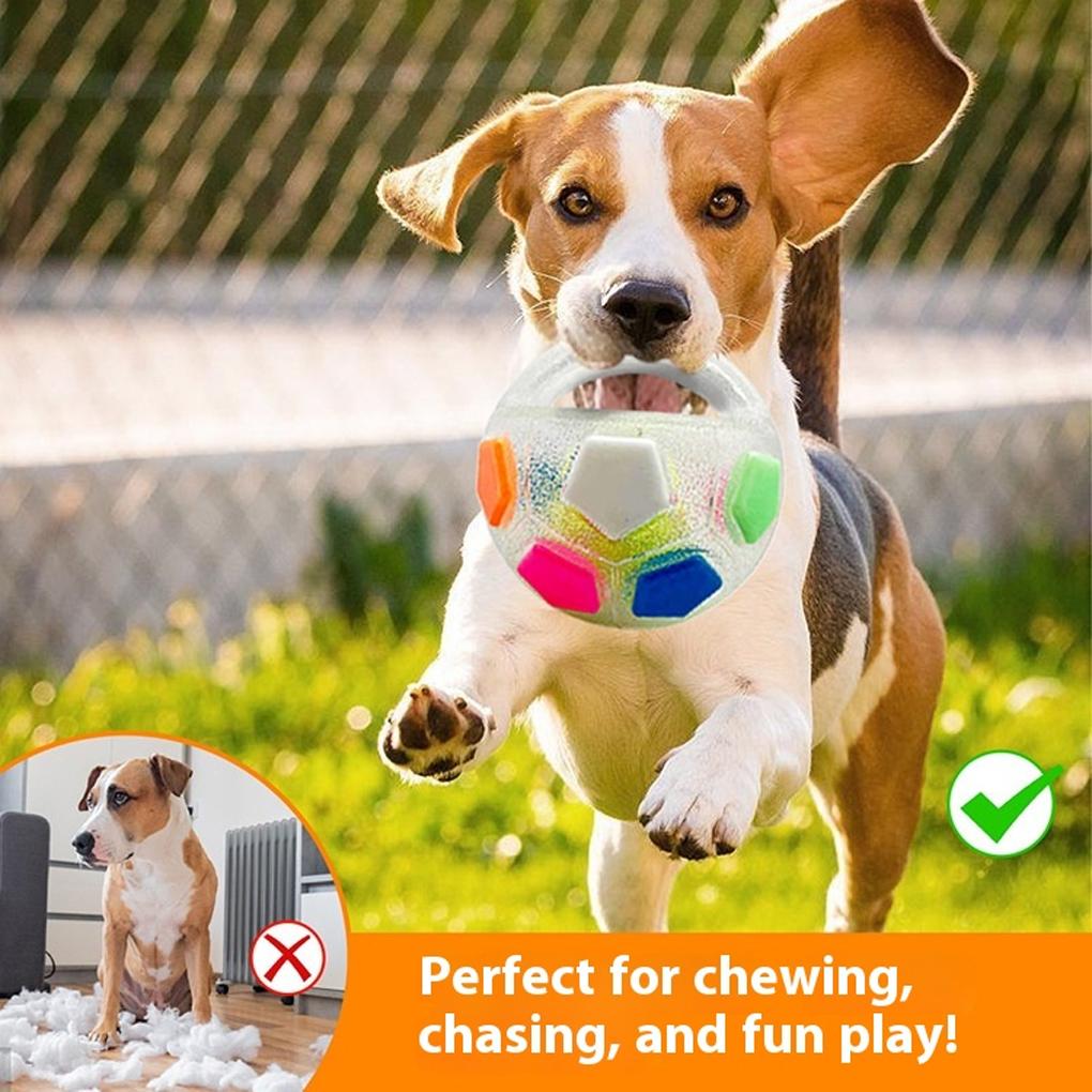 Pet Dog Toy Football Shape Durable Rubber Squeaky Interactive Toy Squeaky Floating Handle for Teething Relief Companion Toy