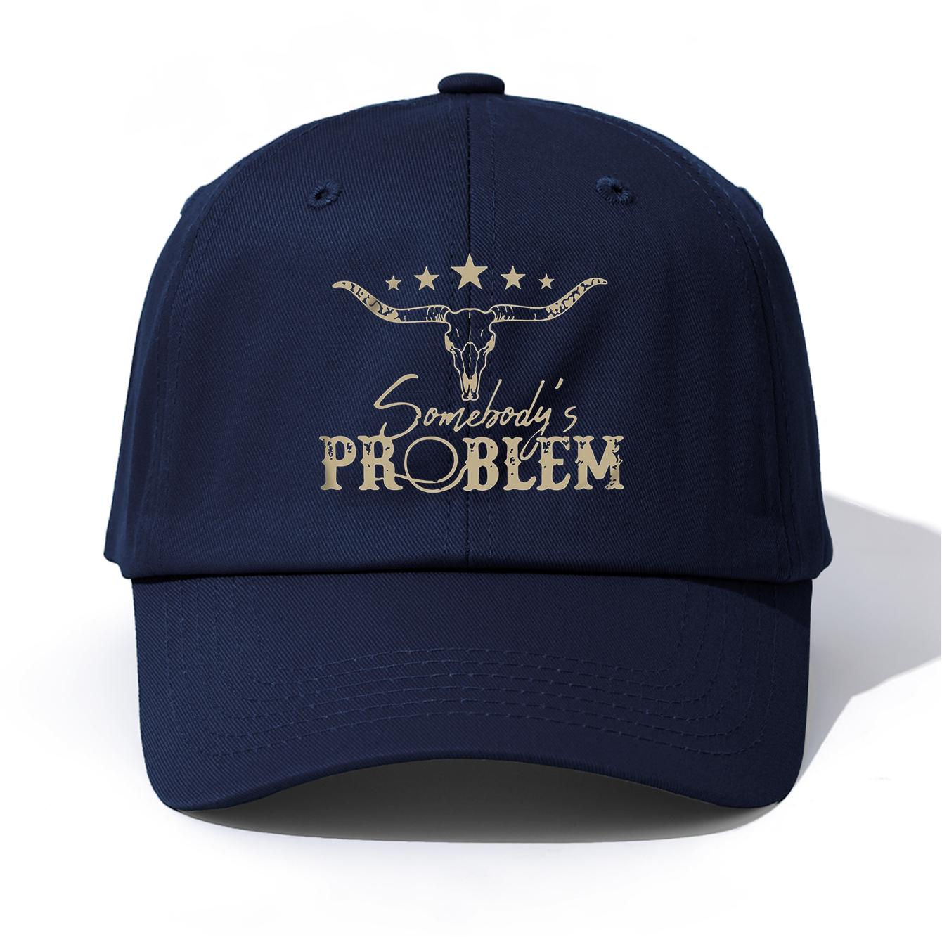 

1pc SOMEBODY S PROBLEM Print Baseball Cap for Adults, Minimalist Retro Style Casual Soft Adjustable Dad Hat, Perfect As Gift темно-синього кольору