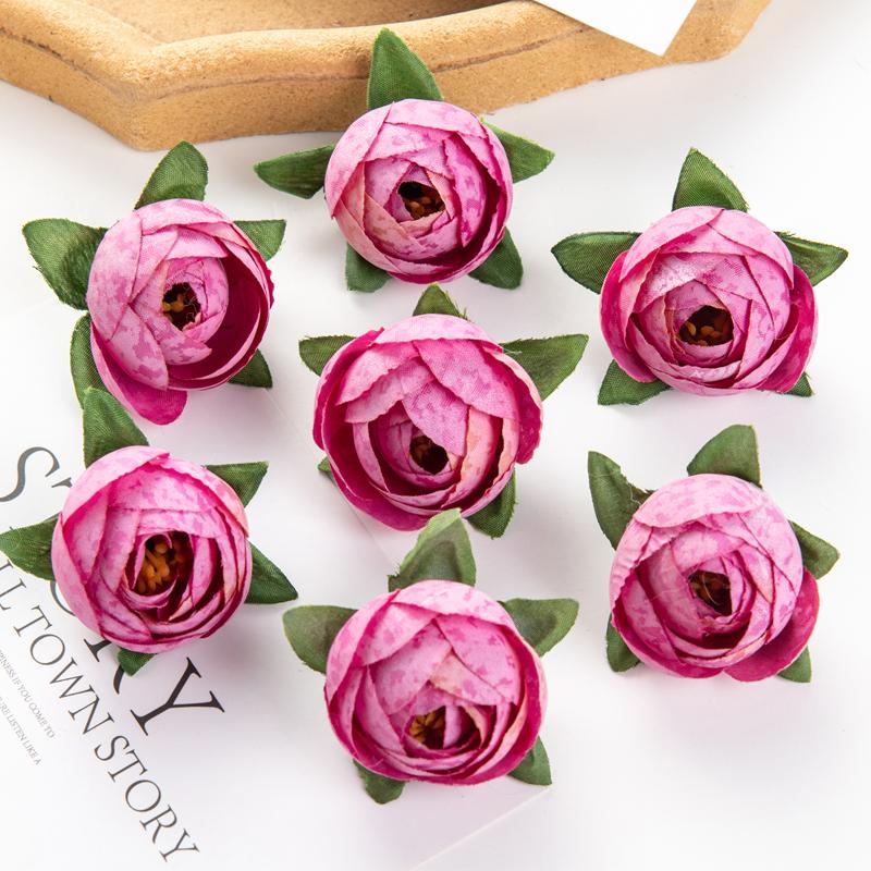 

Silk Artificial Flower Tea Rose Bud Home Room vase Festival Outdoor Garden Decor Wedding Bridal Diy gift Box Scrapbook Accessori 50 pcs