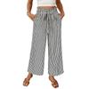 American Shiying Stripe Print High Waist Straight Pants Women 2025 Summer New Loose Lace-up Casual Pants Women
