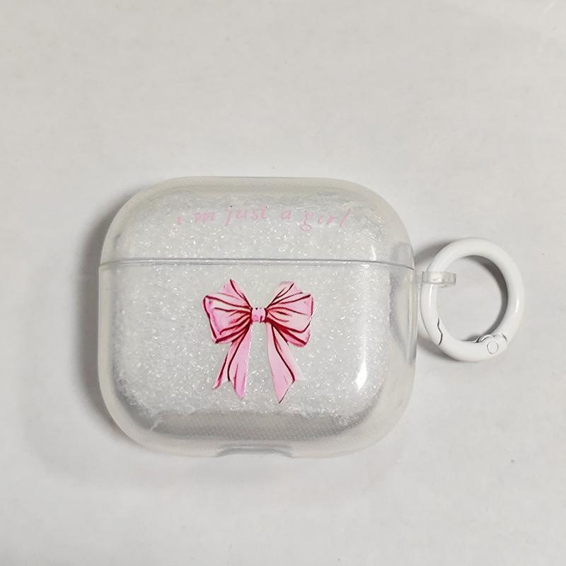 A transparent earphone case with fashionable bow pattern, suitable for AirPods 1/1/Pro/Pro1