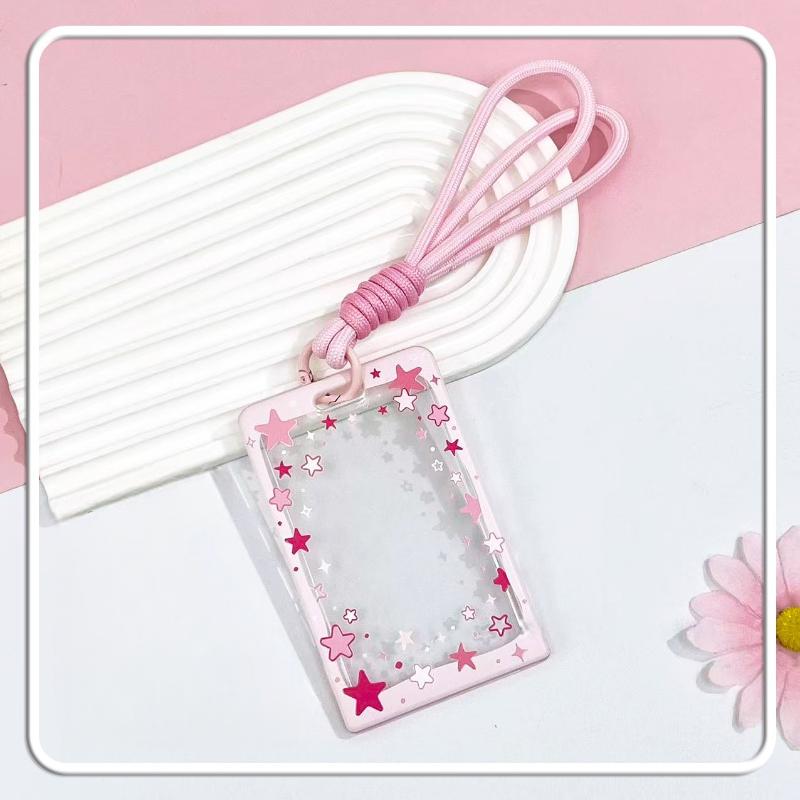 Star Sliding Cover Card Holder Transparent Portable Id Protector Kpop Photocard Photo Case Student School Card Bus Card Holder