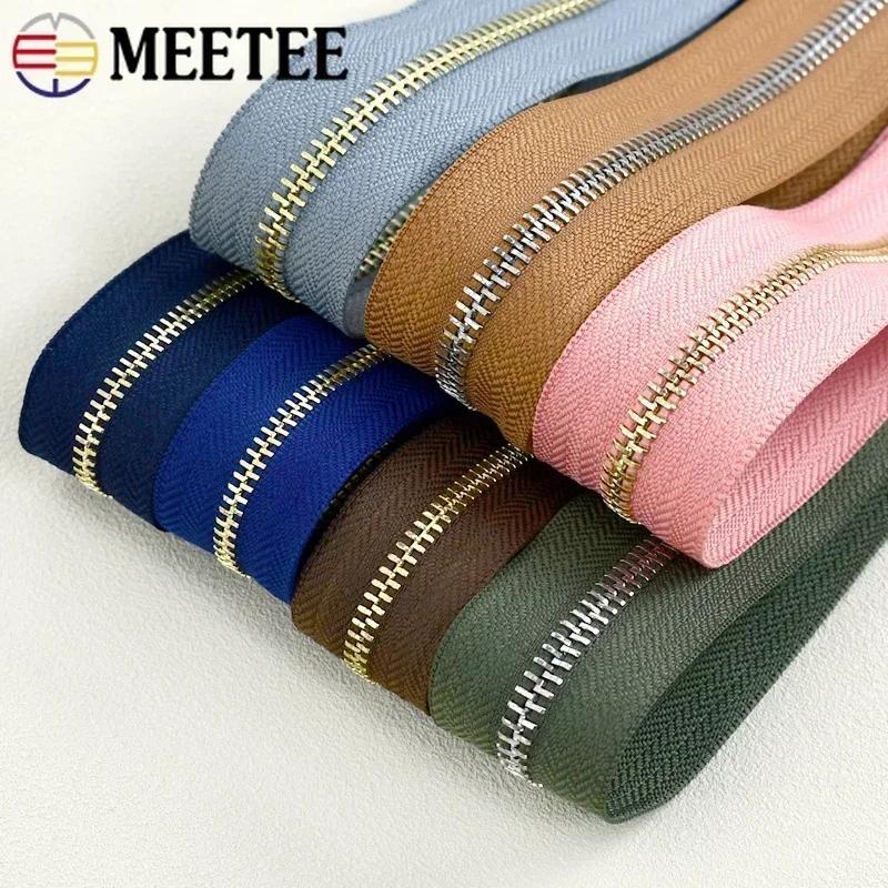 1-5 Yards 5# Meetee Metallreißverschlüsse zum Nähen Dekorativer Reißverschluss Meterware Kleidung Mantel Reißverschlussverschluss Reparatursets DIY Zubehör