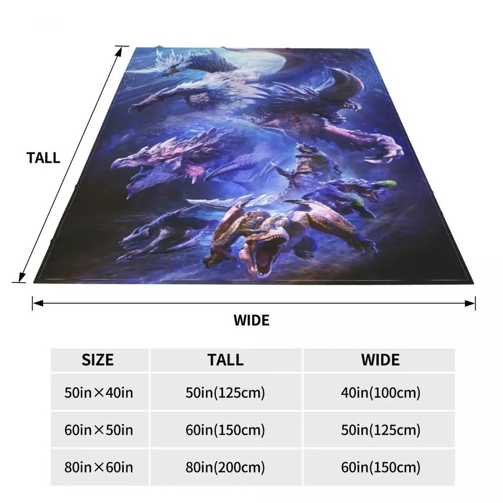 Monster Hunter World Iceborne Blanket Sofa Cover Coral Fleece Plush Gift Thin Throw Blanket for Bedding Travel Plush Thin Quilt