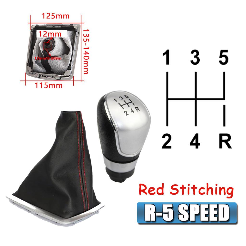 For Ford Focus MK2 2005-2012 Gear Shift Knob & Dust Boot 5/6 Speed Replacement Shifter Cover Black Red Stitching