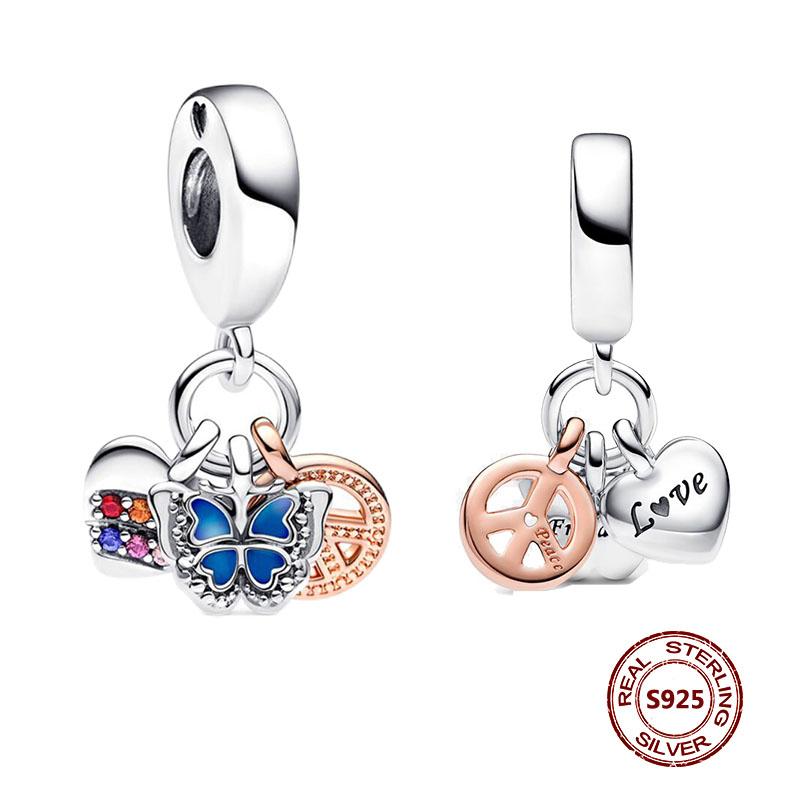 Charms camaleonte adatti a braccialetti originali alla moda in argento 925 con zircone, perlina a forma di polpo e tartaruga, ciondolo a forma di farfalla e lucciola, fai da te per realizzare gioielli