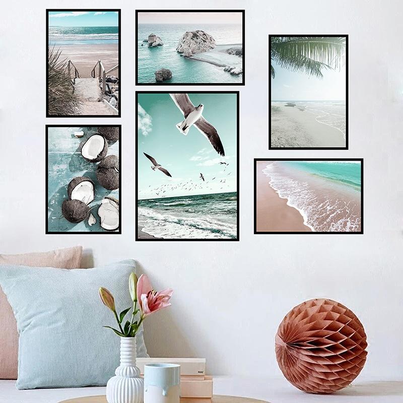 Decorative Poster Beach Ocean Summer Theme Wall Poster Prints Canvas Painting Wall Art Pictures Living Room Office Decorative