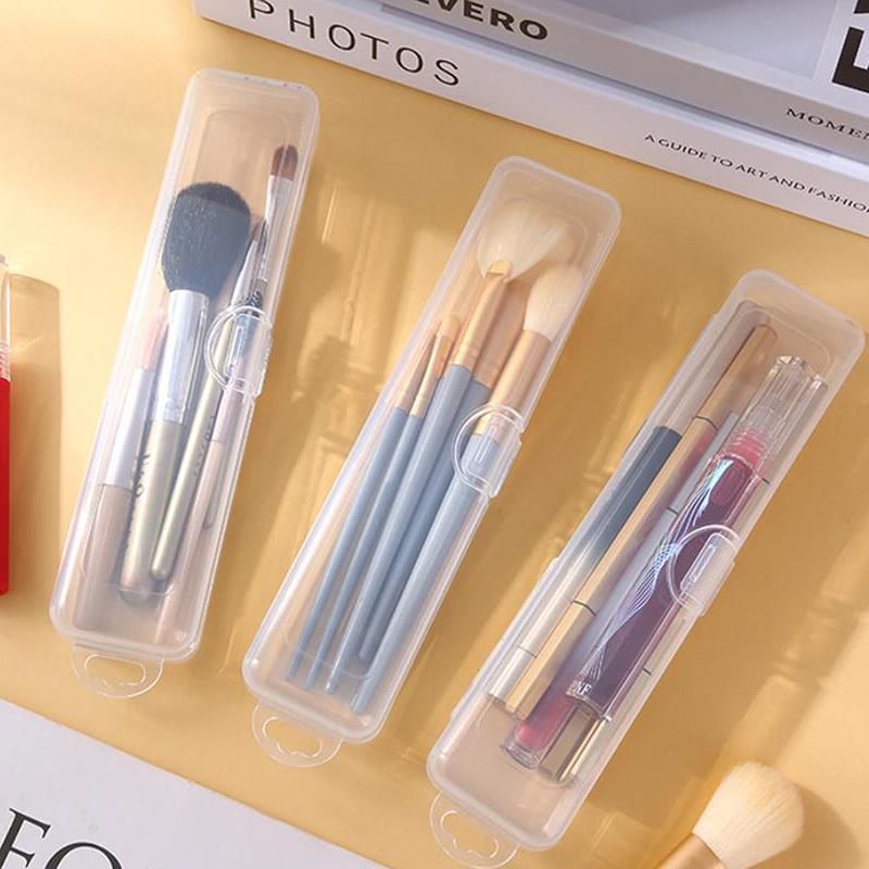 Transparent Makeup Brush Storage Box Dust-Proof Plastic Make Up Brushes Organizer Lightweight Tableware Container Beauty Tools