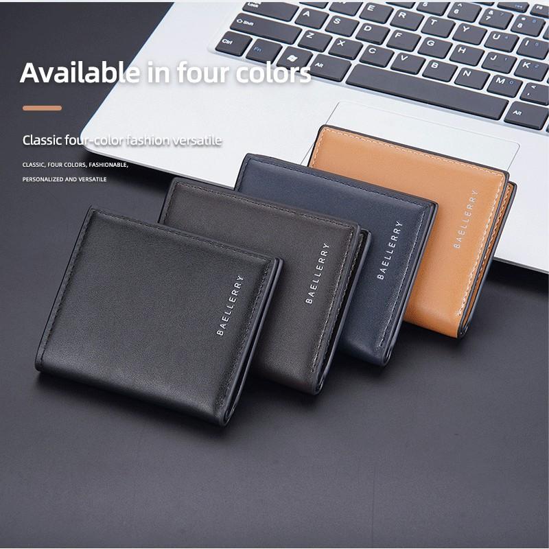 Wallet Men's Short European American Business Thin Two Fold Retro Vertical Soft