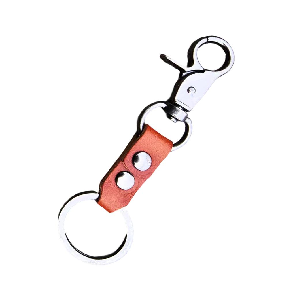 Vintage Style Men Leather Keychain With Secure Metal Clasp Durable Key Ring Functional Key Holder For Everyday Carry