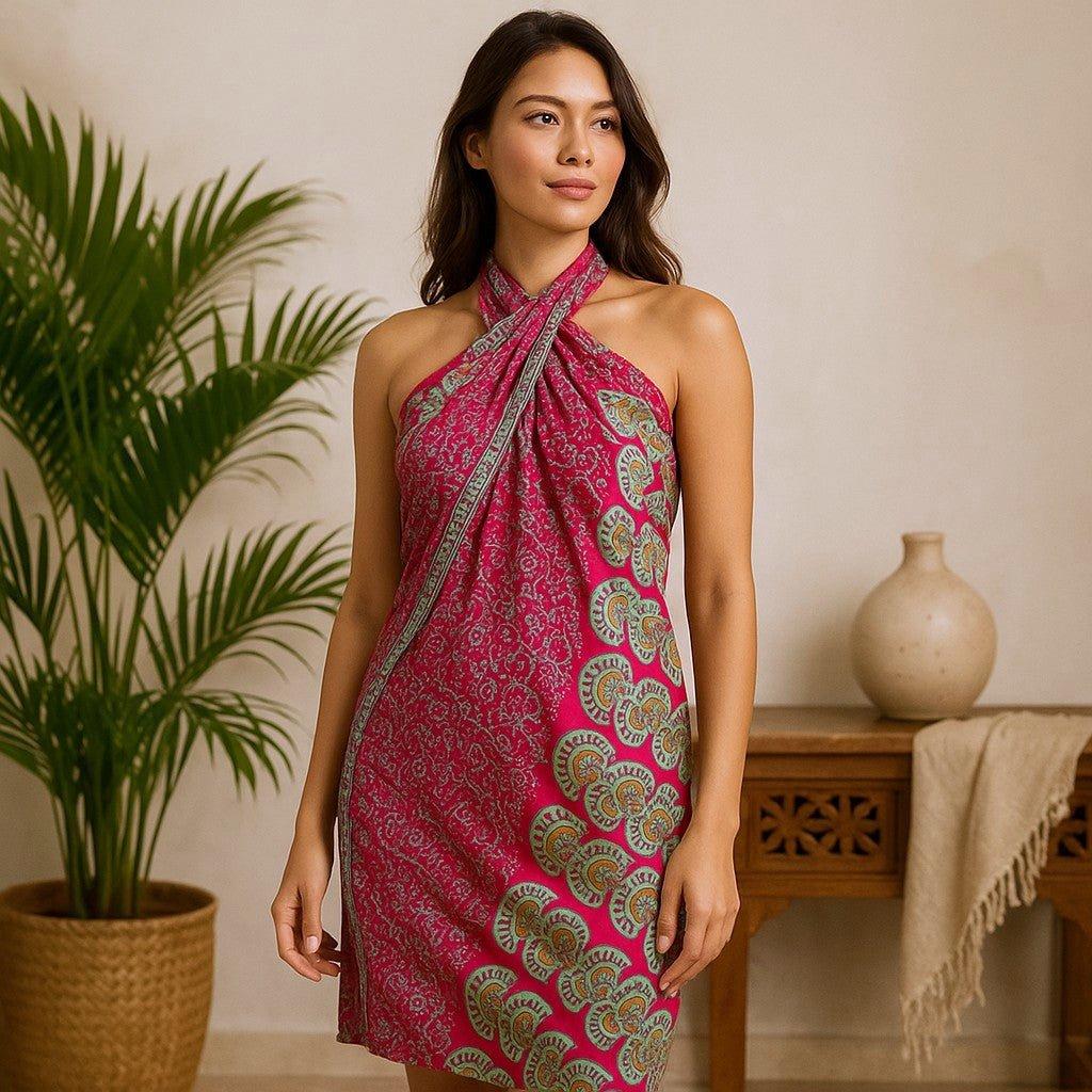 Sarongs Mandala Tirkīzzils Purpursarkans Viskozes Pludmales