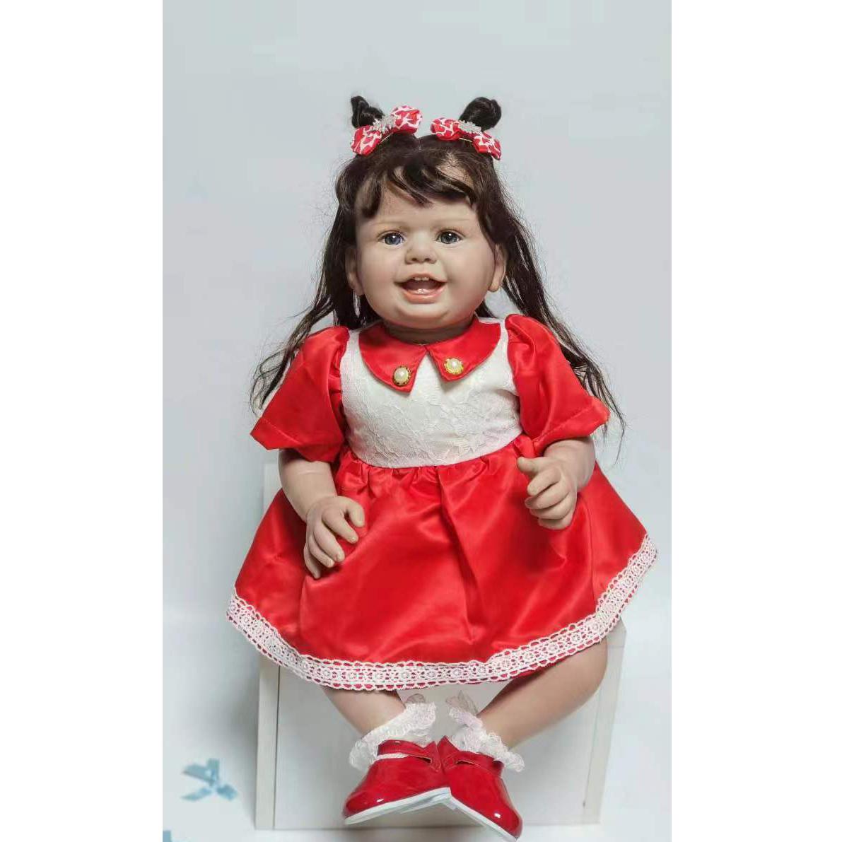 

27 дюймов Happy Smile Reborn Baby Dolls ткань для малышей тело ручная роспись с укорененными волосами кукла Newbron игрушечные лошадки для детей подарки на день рождения 27 inch синий