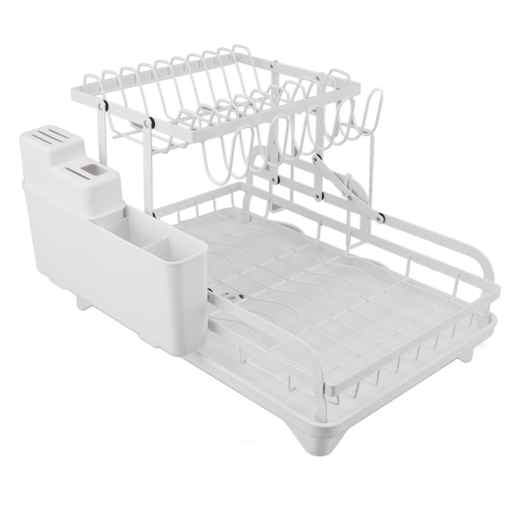 Dish Drying Rack Folding 2 Tier Multipurpose Easy Storage Dish Dryer Rack for Kitchen Countertop